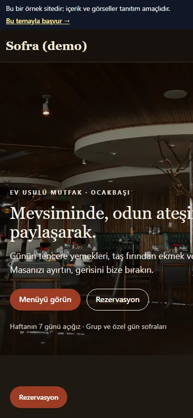 Sofra mobil görünümü